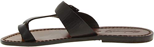 Gianluca - L'artigiano del cuoio Leather Thong Sandals for Women Brown Color Leather3