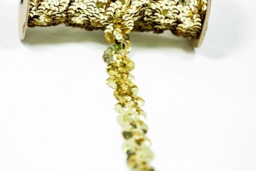 10 Yards Non-Stretch Sequins Trim Gold Fabric