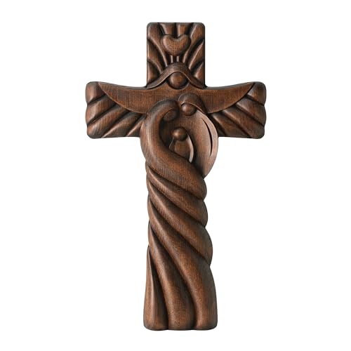 El Mejor Listado de Cruces y crucifijos de pared más recomendados. 47 BGCOPPER Cruz de pared de la sagrada familia, crucifijo de madera hecho a mano, cruz de Jesús, decoración de pared arte para decoración de la habitación del hogar, regalos de...