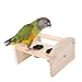 Toyvian Wooden Bird Stand Toy Stainless Steel Food Cup Desktop Training Pole for Parrots Budgies Cockatiels for Play and Exercise