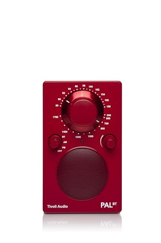 Tivoli Audio PAL BT - Radio Vintage Rechargeable avec 16H de Batterie - Enceinte Bluetooth Portable Retro - Poste Radio AM/FM - Résistant à l'eau - Rouge