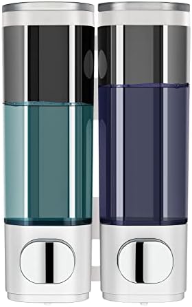 Shampoo Dispenser for Shower Wall 2 Chamber Shampoo and Conditioner Dispenser Shampoo Dispenser Bathroom 2 Chamber No Drill Body Wash Soap Dispenser Set for Hotel Bathroom