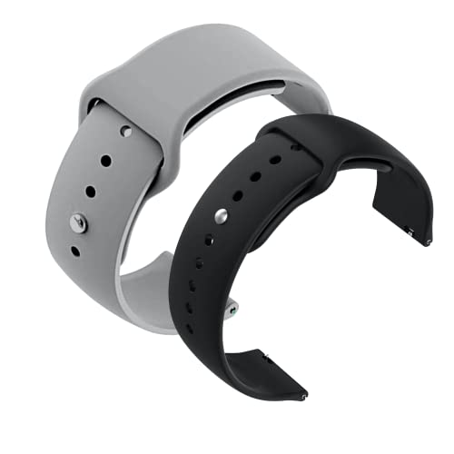 Image of YODI New Accessories Silicone 22MM Strap Belt Band for Smart Watch (Set of 2 Color) Combo Pack (Smart Watch NOT Included) (Grey-Black)