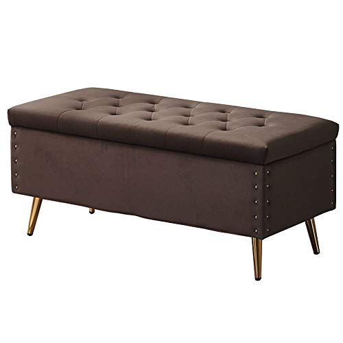 SXZenSpace Taburete Rectangular Plegable de Terciopelo con Almacenamiento, Apto para Uso doméstico, tapizado en Terciopelo, con Patas Antideslizantes, soporta hasta 150 kg, Mide 80 x 45 x 45