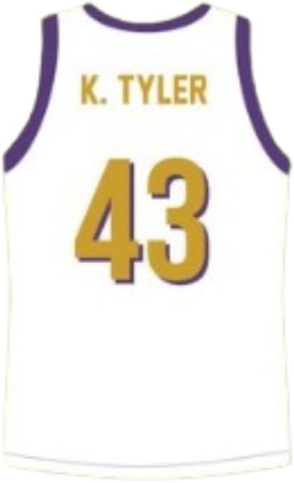 MARLON W KENNY TYLER 43 Sewn BASKETBALL JERSEY WHITE TRIBUTE