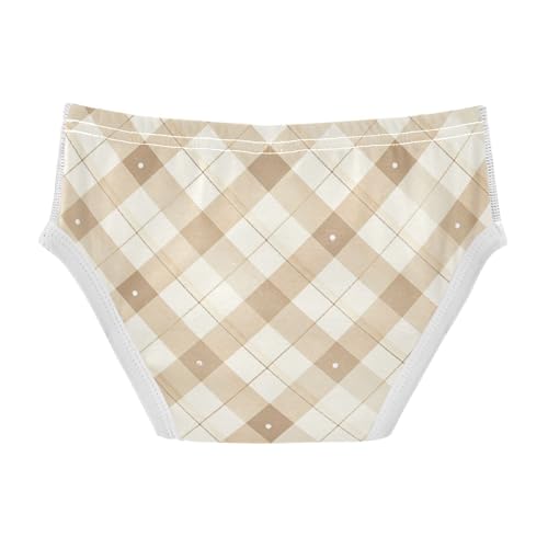 KLL Check Pattern Beige White Boys Toddler Comfort Nighttime Underwear Breathable Undies2