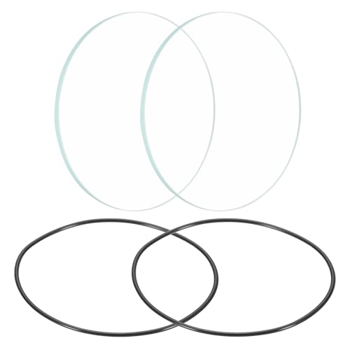 PATIKIL 2.6 Dia Lente LED, 2 Juegos de Lentes de Vidrio con Borde Pulido y Anillo de Silicona para Repuesto de Lentes de Fuente de Luz, Transparente