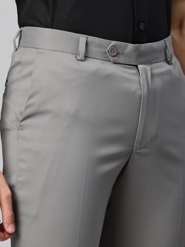 Image of Majestic Man Men's Slim Fit Solid Formal Trousers | Button and Zip | Side, Back Pockets | Italian Design | Office Wear /Executive Wear /Corporate Events /Business Meetings /Suit Pants