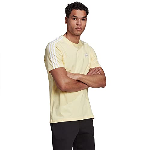 Image of Adidas Mens M 3S Sj T T-Shirt (Hl2250 2Xl, Almost Yellow /White, 2Xl)