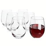 6 Pack Unbreakable Plastic Wine Glasses, 470ml Stemless Tumblers, Reusable Crystal Clear Shatterproof Acrylic Drinking Cups for Camping, Picnic, Garden Party, BBQ, Caravan & Outdoor Travel - BPA Free