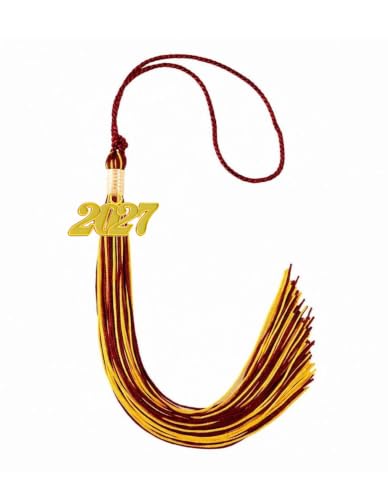 Image of Maroon and Gold Graduation Tassel 2027 for Grad Cap