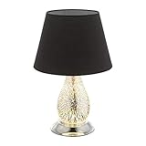 Kabellänge: 140 cm Design Tisch Leuchte 3D Effekt Glas Wohn Zimmer Beleuchtung Textil Lese Lampe schwarz Globo 24133