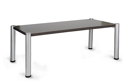 1200mm x 600mm black laminate coffee table with satin legs