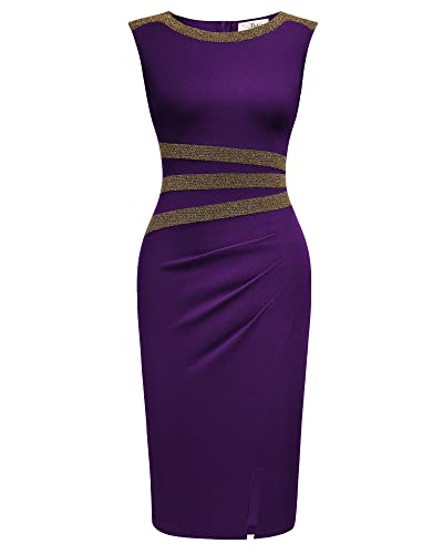 AISIZE Women's 50s Vintage Sleeveless Contrast Tape Cocktail Party Pencil Dress2