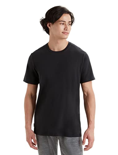 Icebreaker T-Shirt en Tencel Lyocell Coton SS pour Hommes - pour L'Aventure, la Gym et l'Entraînement - Noir, M