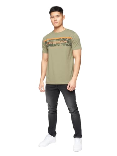 Crosshatch Men's NEOLINE CAMO Panel TEE T-Shirt, Olive, L