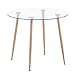 GOLDFAN Moderno Mesa de Comedor para 4 Redondo Dos Tonos Vidrio Mesa de Cocina para Comedor, Ø 80 x 75 (Impresión de Madera)