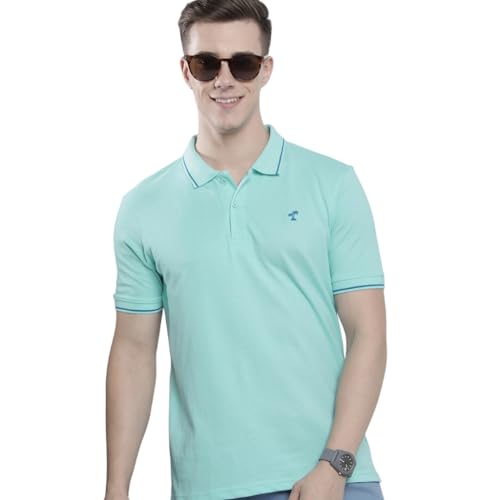 Image of The Indian Garage Co Men Slim Fit Solid Polo Neck Half Sleeves Tshirt