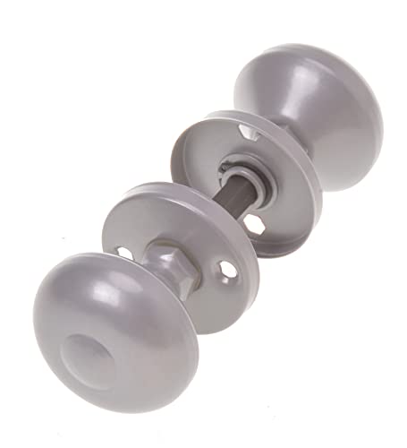 Aqbau Türknauf mit Rosette Rund Zweiteilig Silber | Runder Türgriff für Innentüren und Außentüren Aluminium Pulverbeschichtet | Komplettes Set Türknöpfe inkl. Bolzen und Schrauben