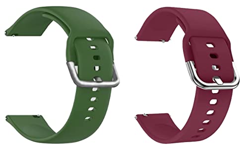 ZOVC20MM Metal Buckle Soft Silicone Compatible For X-Fit 1/Evolve 2/ColorFit Brio/ ColorFit Qube/ColorFit Qube Oxy/ColorFit Qube 02/Icon Buzz/ Xtent Sport/ Wave Neo/ Wave Pro/ Bip/ Bip Lite/GTS//GTS 2/GTS 2E/ GTS 2 Mini/GTR 42MM. (CHECK LIST)(20MM, GREEN/W_NE RED)