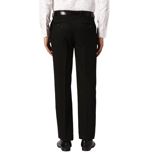 Image of Park Avenue Men's Poly Viscose Blend Structure Pattern Smart Fit Flat Front Formal Trouser