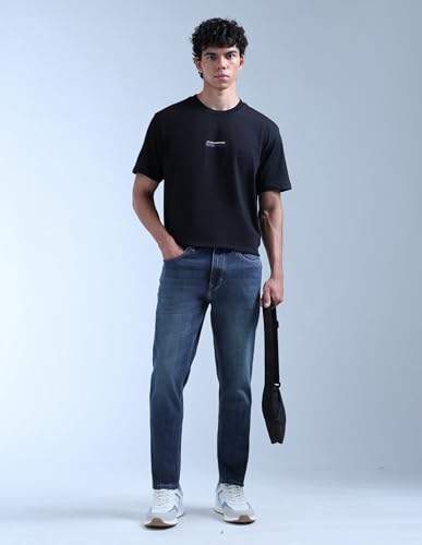 Image of Flying Machine Men's Relaxed Tapered Fit Jeans| Solid | Mid Rise | Stretchable | Jeans for Man