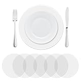 50 Pieces Clear Plastic Placemats Transparent Disposable Round Table Mats for Wedding Baby Shower Decorative Dinning Table Setting Party Supplies(White)