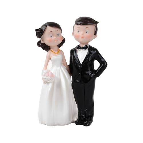 Figura Decorativa Pareja Novios para Tarta de Boda - en Resina Decoración Figuras de Pastel de Boda Decoraciones Románticas y Parejas, Bride and Groom Figurines, Regalos de Bodas, 12 x 6 x 4cm