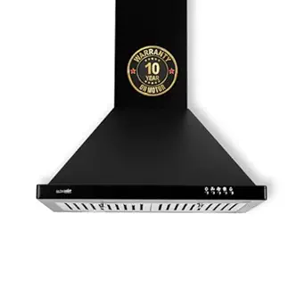 BLOWHOT EVA S BPC Chimney: 60 cm With Free Installation Kit | 1200 m�/h Suction Power | 3 Speed Push Control | Dual Baffle Filter | LED Lights | 10-Year Motor Warranty