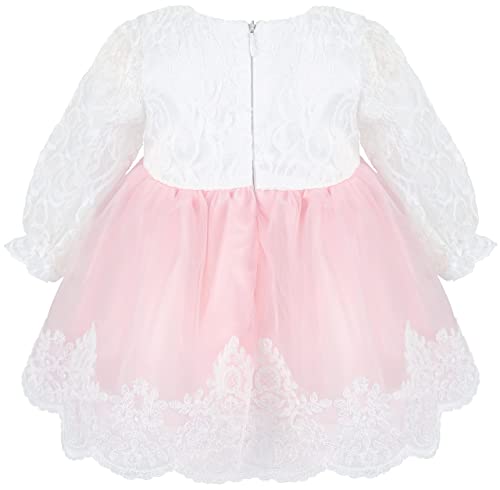Taffy Baby Girl Newborn Lace Long Sleeve Princess Dress Gown 6 Piece Deluxe Set 0-3 Months Pink #TOP3