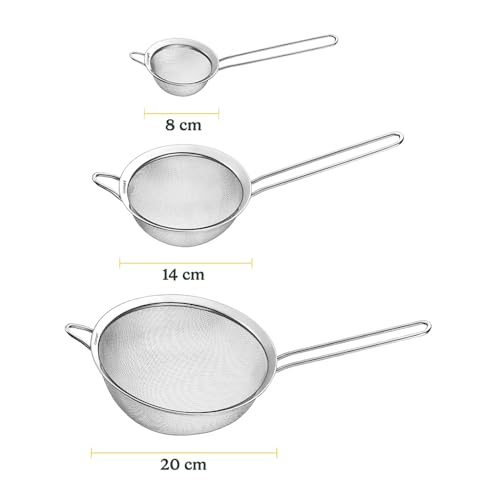 Cuisinart Ctg-00-3Ms Set Of 3 Fine Mesh Stainless Steel Strainers, 38.7 x 13 x 20.3 Centimeters, Brown