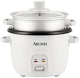 Aroma Housewares 4-Cup (Cooked) / 1Qt. Rice & Grain Cooker with Automatic Warm Mode, Steamer, One-Touch Operation, White (ARC-302-1NG),2 cup (uncooked rice)