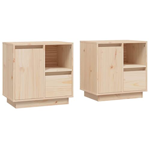 vidaXL Mesitas de Noche 2 uds Madera Maciza de Pino 50x34x50 cm