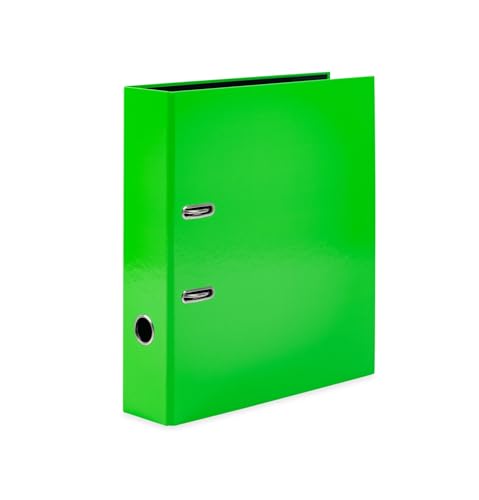 HERMA Ordner A4 Neon Grün, 7 cm breit, Kinder Ringordner, einfarbiger Aktenordner in leuchtender Neon Farbe für Jungen und Mädchen
