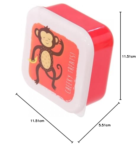 Puckator Zoo Animals Reusable Lidded Snack Pot Lunch Box Set of 3, BPA Free PVC, Nursery School Travel Home, Large 5.5x11.5x11.5cm Medium 4.5x10x19cm Small 4x8.5x8.5cm