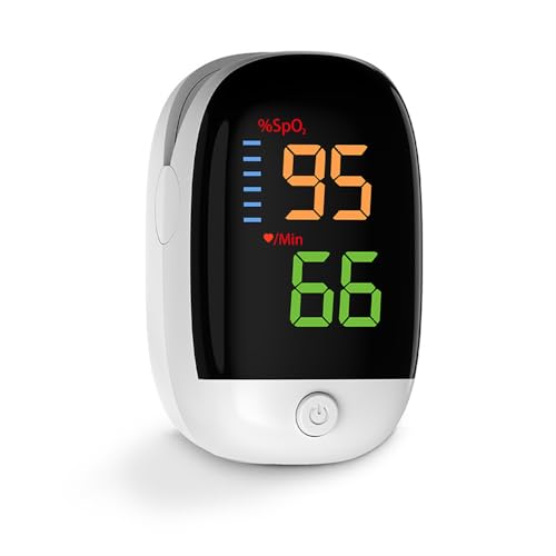 Pulsoximeter für Kinder und Erwachsene - 5 Sekunden Messung, Hochauflösendes farbiges LED-Display mit Hintergrundbeleuchtung, Blut-Sauerstoff & Pulsmesser Pulsoximeter für Kinder und Erwachsene - 5 Sekunden Messung, Hochauflösendes farbiges LED-Display mit Hintergrundbeleuchtung, Blut-Sauerstoff & Pulsmesser