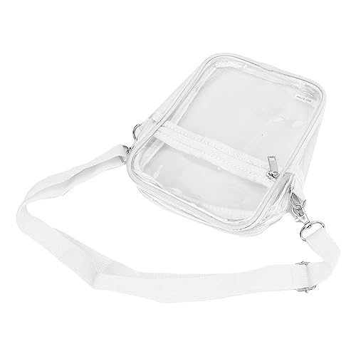 Alomejor Clear PVC Messenger Bag Compact Zipper Adjustable Purse for Boys Girls, Transparent Shoulder Bag for Travel Airport Concerts Beach (White)2