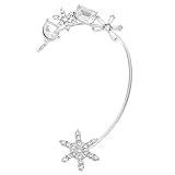 Amosfun Pendientes Clip para Oreja Diseño Copo de Nieve de Circonita, Pendientes de Gancho sin Piercing, Accesorios de Joyería Ligeros para Mujer, Ideales para Fiestas y Navidad