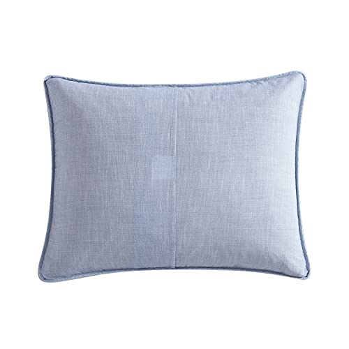 Edredón Queen Tommy Bahama de algodón prelavado azul y blanco 8