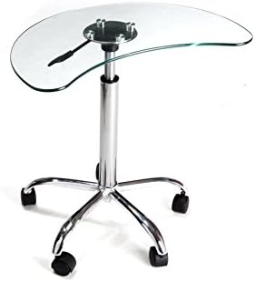 RTA Home and Office Clear Glass and Aluminum Laptop Stand with Casters