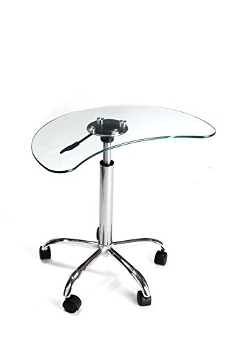 Rta Home And Office Clear Glass And Aluminum Laptop Stand With Casters #TOP26
