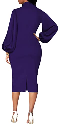 Sexy Long Sleeve Dress for Women Solid Color Bow Knot Turtleneck Formal Gown Midi Casual Church Dresses3