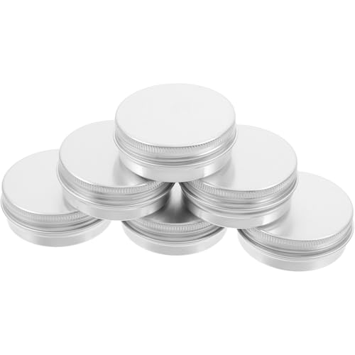 FUOYLOO Lot de 6 Boîtes Aluminium Rondes avec Couvercles à Vis, Légères et Élégantes, Contenants Métalliques Hermétiques pour Stockage et Voyage