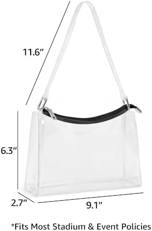 FANGSUN Clear Purse for Stadium Events, PVC Clear Shoulder Bag, Black - 3