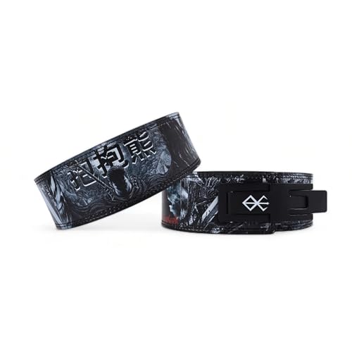 Anime Weight Lifting Belt with Berserk Guts Sacrifice Symbol, Alloy Lever, and Heavy Duty Leather for Gym Strength Training, Weightlifting, and Powerlifting, Adjustable