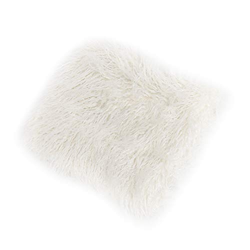 Toddmomy Baby Photo Blanket Faux Fur Mat Basket Baby Photo Wrap Sack Newborn Photography Props for Toddler Infant 70x60cm White