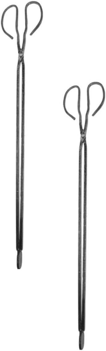 2pcs Iron Fireplace Tongs for Charcoal Briquettes and Hot Coals