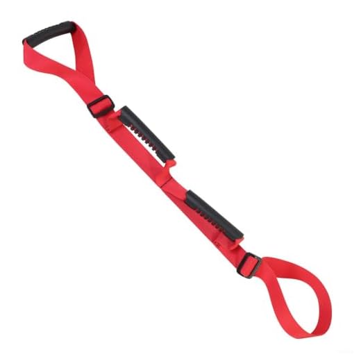 Red Leg Lifting Assist Straps with Handles, 1m Nylon Rehabilitation Walking Aid for Hemiplegic Foot Lift, Knee Hip Replacement Recovery, Adjustable Mobility Training Rope for Wheelchair Bed Car