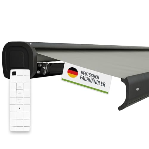 empasa Elektrische Kassettenmarkise 'Classic' Gelenkarmmarkise Markise Sonnenmarkise Sonnenschutz, komplett vormontiert, in verschiedenen Größen und Farben