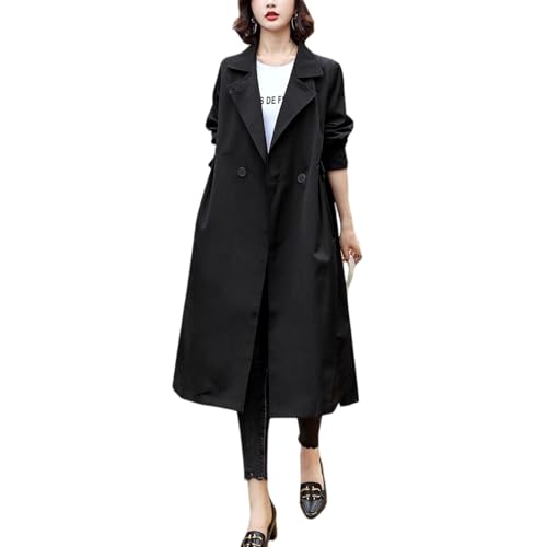 [MEME XTRA] トレンチコート レディース - 長袖 ロングコート 薄手 ゆったり 秋アウター 体型カバー 着痩せ おしゃれ シンプル 通勤 オフィス 春秋 - MEME XTRA - 商品画像